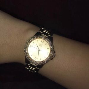 New York & Co Gold Watch With Crystal Glitz